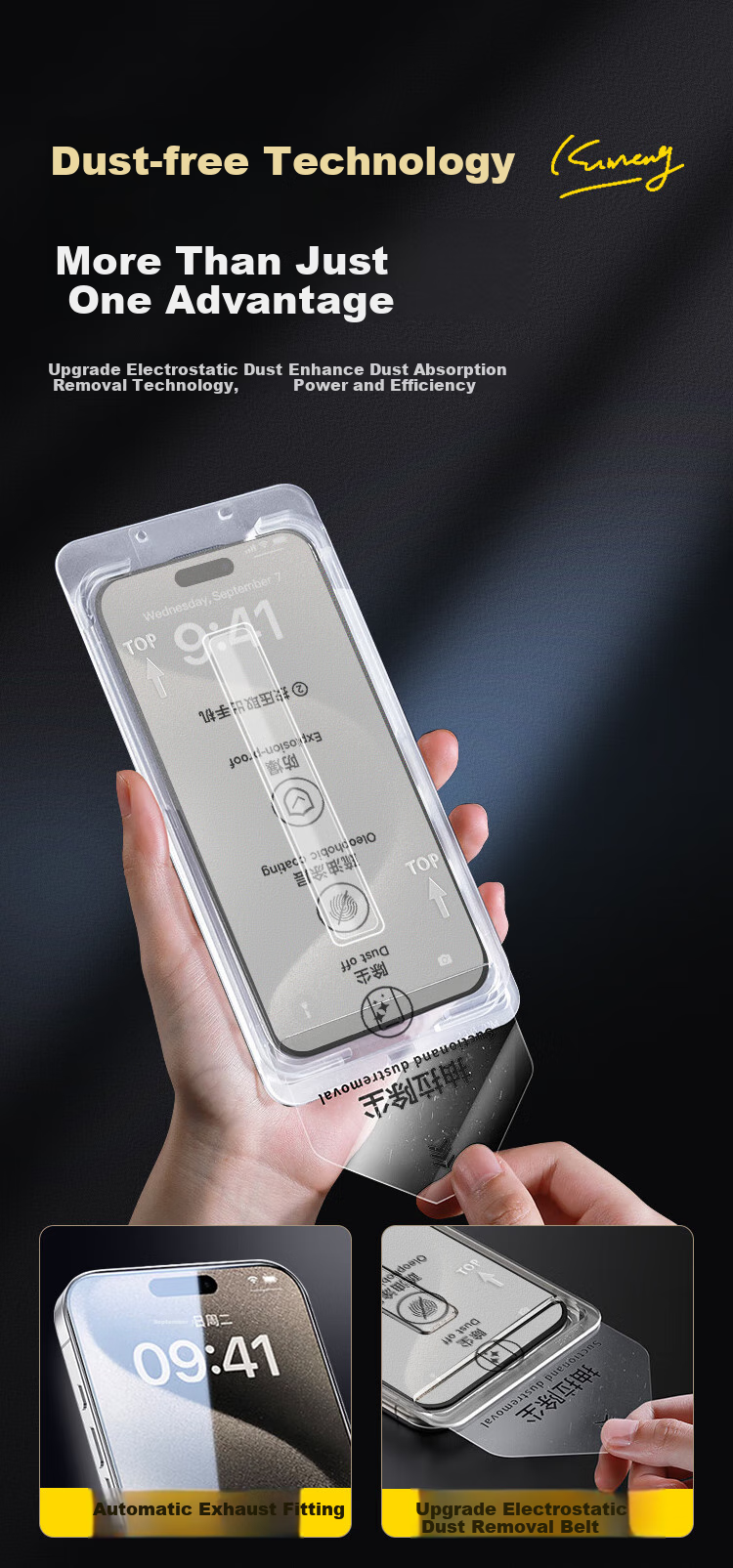 KOOLIFE [Two Pieces] Suitable for Apple 15 Pro Tempered Glass Screen Protector, IPhone 15 Pro Protective Film, HD Corning Glass Film, Dust-Free Installation, Ultra-Thin, Shatterproof, Anti-Fingerprint 5