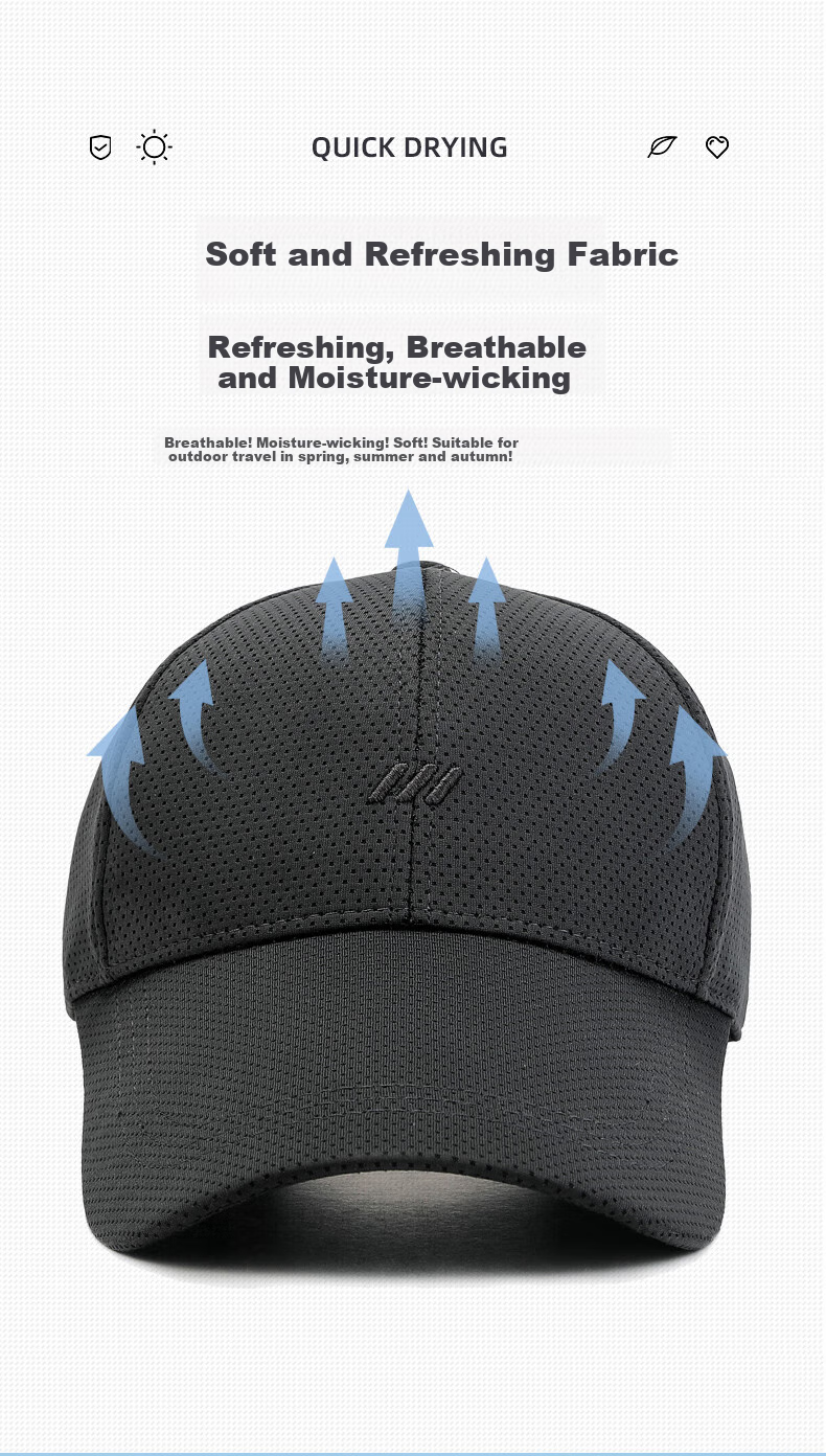 Romon Men's Summer Mesh Lightweight Baseball Cap Outdoor Extended Brim Sun Protection Breathable Sunshade Hat 3