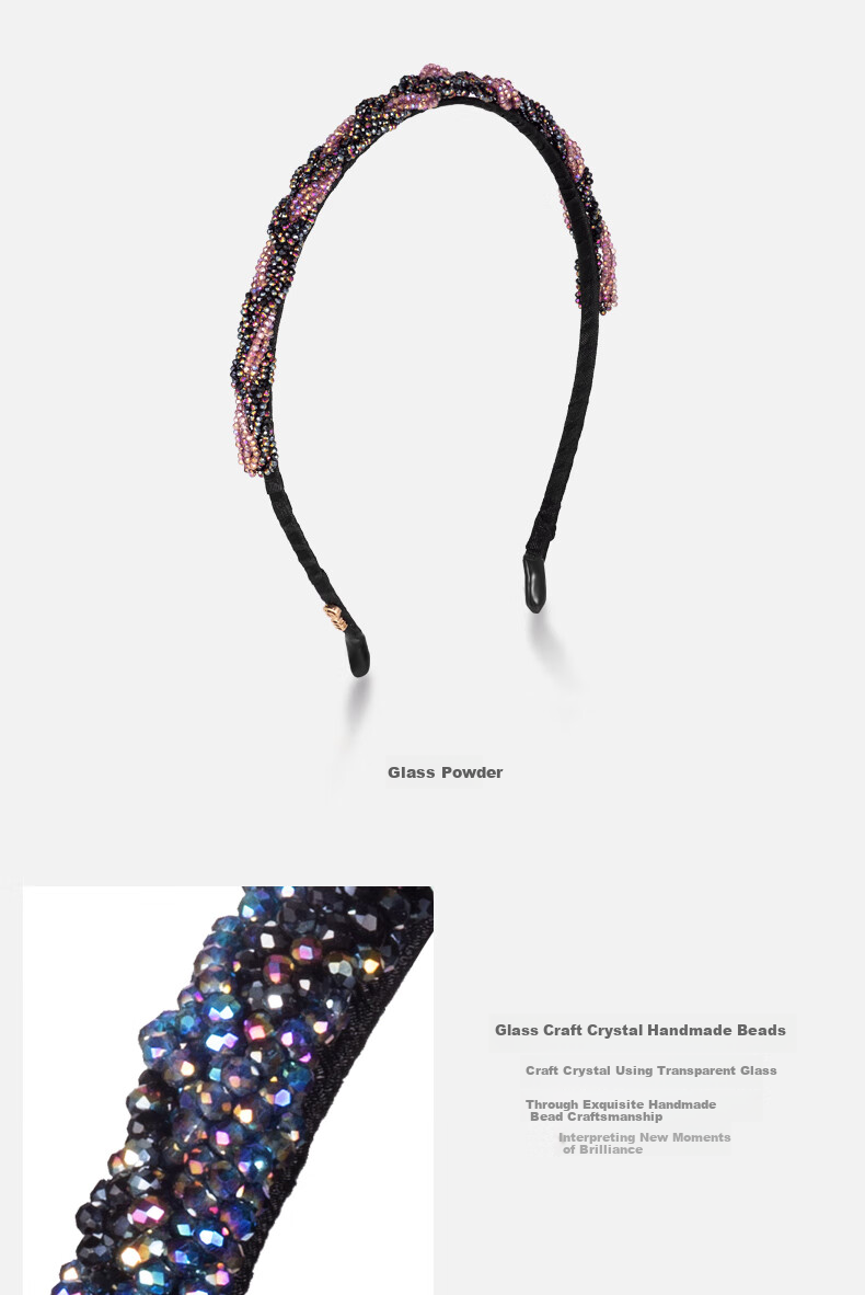 Cercoo Amethyst Glass Fantasy Series Handmade Beaded Headband, Versatile High-End Feel, Internet Celebrity, New French Style for Women in 2025 7