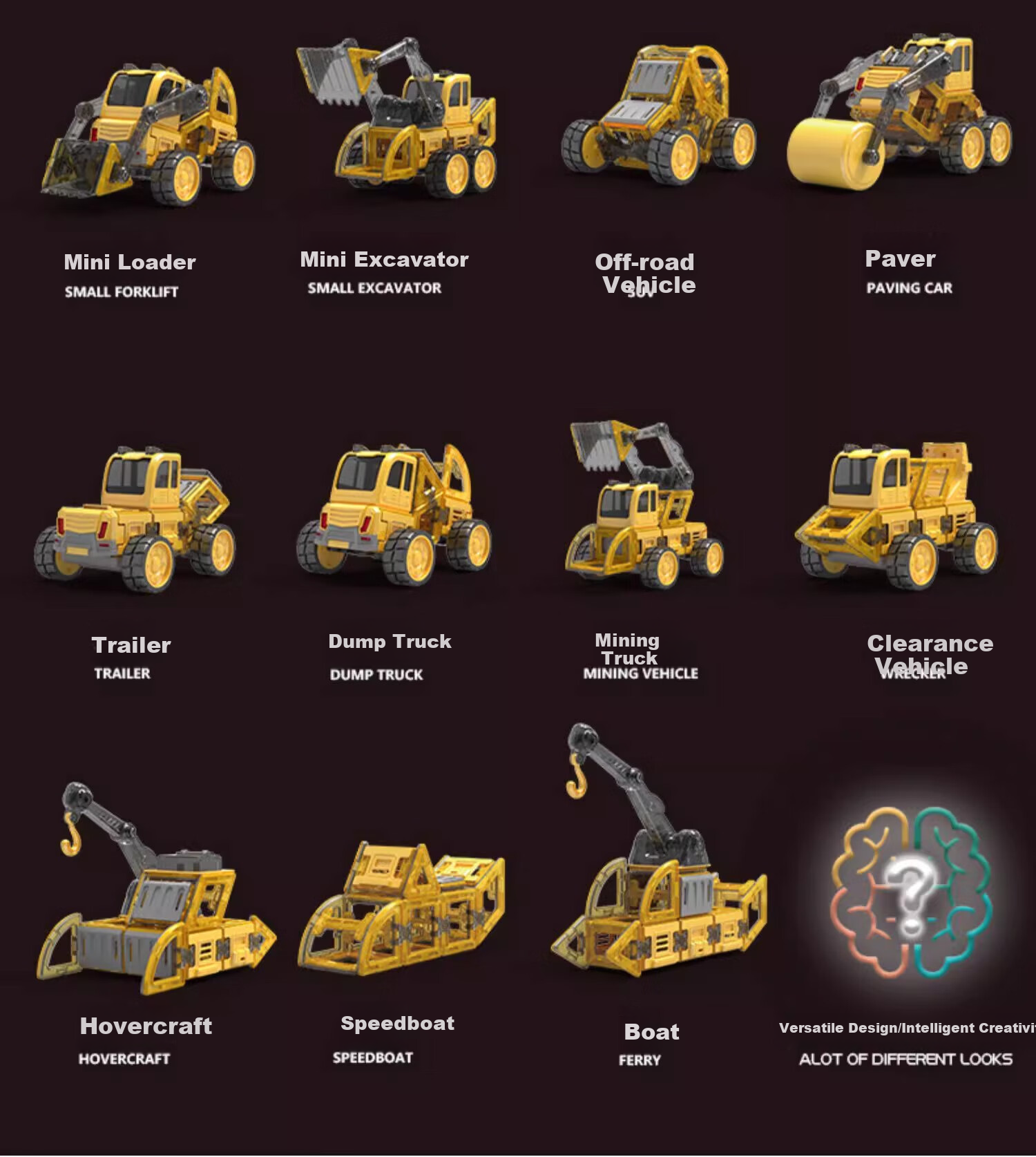 Mixiaoshu Magnetic Building Blocks Construction Vehicle, Transformable Excavator Toy for Boys And Girls, 3-6 Years Old Birthday Gift 5