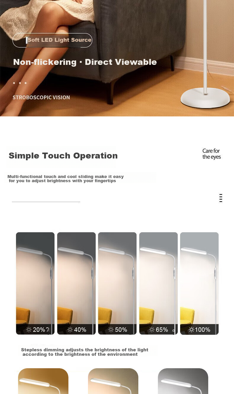 Bolanger Floor Lamp, Eye Protection Light for Study And Reading, Living Room Bedroom Bedside Lamp, Piano Lamp, Standing Desk Lamp for Study Room 3
