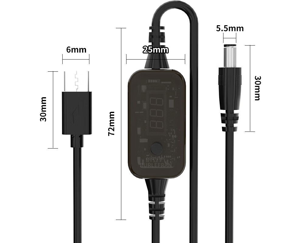 BURLEFRAN PD Activator Cable 12V3A for Optical Modem Router LED Smart Speaker Type-C to DC Adjustable Voltage 5.5*2.5 11