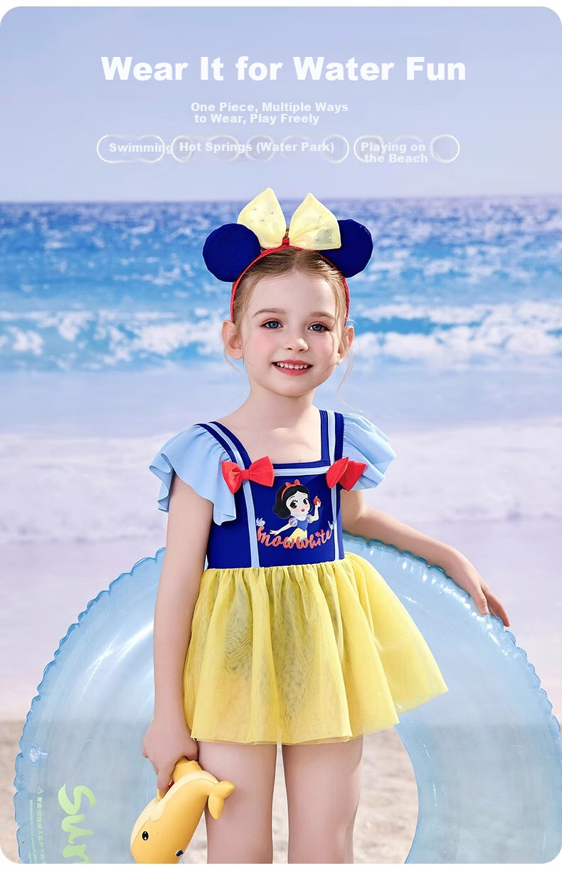Dishini Girls' One-Piece Swimsuit for Children 3-6 Years Old, Class A Swimming Costume D35032 Yellow 110 6