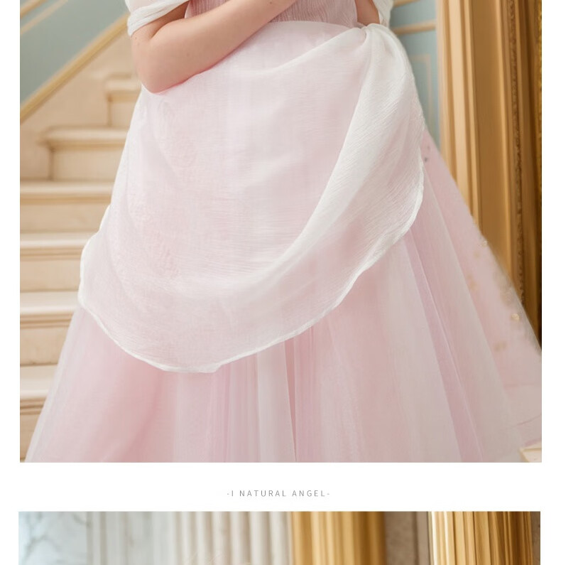 I natural Angel Sleeping Beauty Aurora Princess Dress Girls Pink Fairy Tale Forest Style Birthday Dress 20