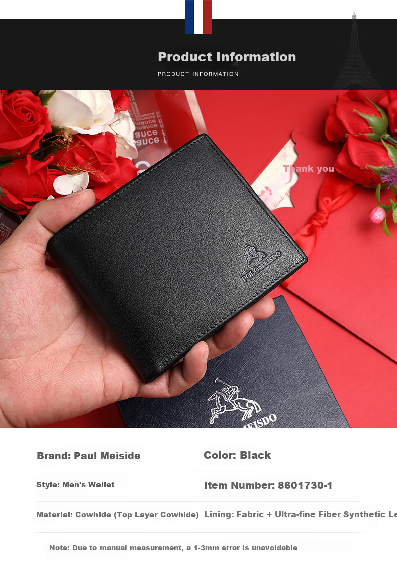 POLOMEISDO Men's Leather Belt with Wallet, Gift Box Set, Automatic Buckle, Birthday Present for Boyfriend, Husband, Father 16