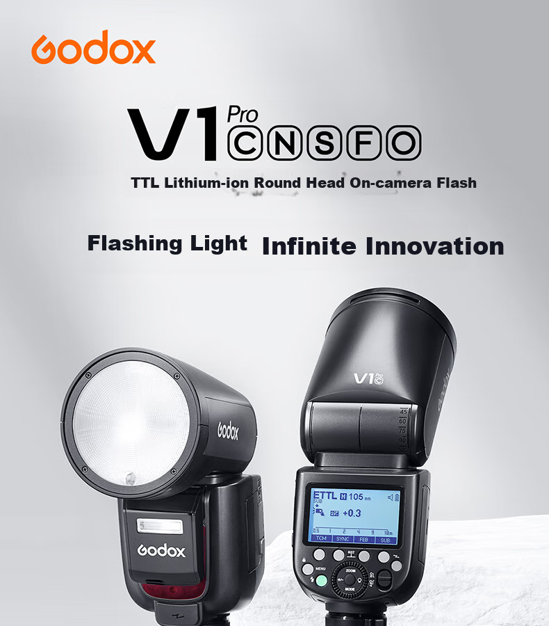 Godox V1Pro Hot Shoe Flash, High-Speed Sync, TTL Auto Metering, Lithium Battery, Hot Shoe Mount, Pocket Light, Portable for Outdoor Shooting And Wedding Photography [Official Standard Configuration] Sony Versio 1