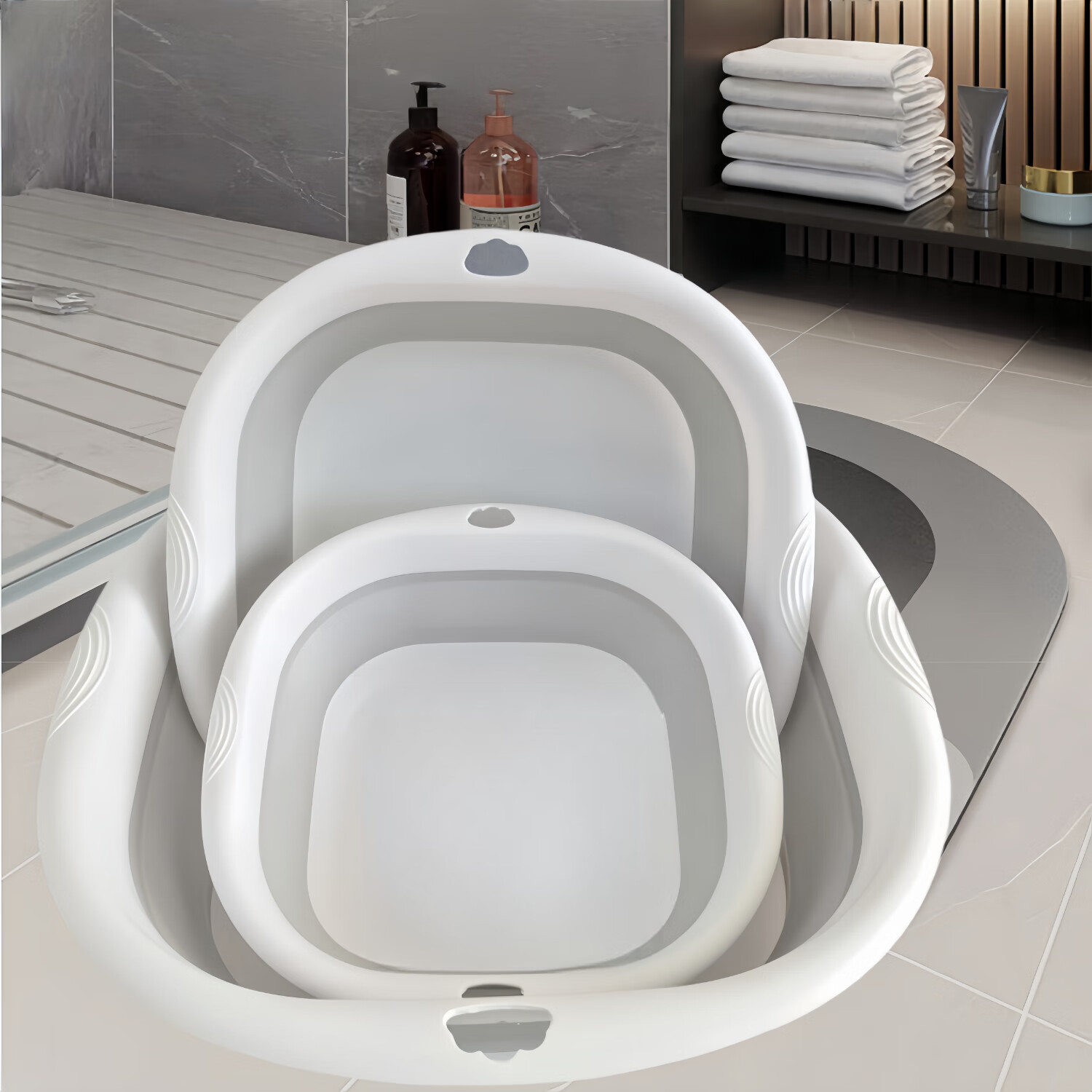 Xinjunlong XINJUNLONG Folding Basin (Large, Medium, Small) Set of 3 Washbasins for Face Washing, Travel, Home Use, Dormitory, Portable Plastic Basi