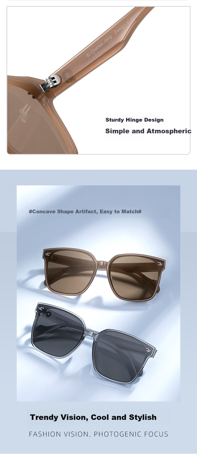 Chaersitaoxin Polarized Sunglasses for Men And Women, Large Frame Sunglasses for Driving And Photography, GM Style Glasses And Sunglasses for Women, Black Frame CJ20001 Back to School 5