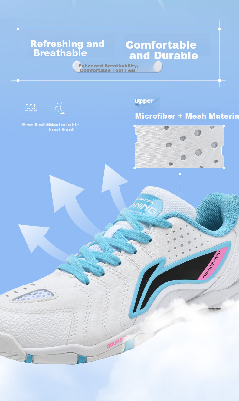 Li-Ning Table Tennis Shoes Eagle Eye 3.0 PRO Breathable Wear-Resistant Non-Slip Sports Shoes for Men And Women, Competition Training Shoes, Size 43 5