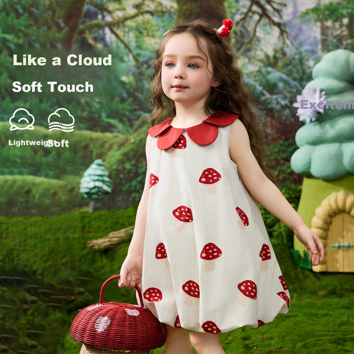 ASK JUNIOR Children's Summer Dress, Toddler Petal Collar Vacation Dress, Girls' Flower Bud Princess Dress 2