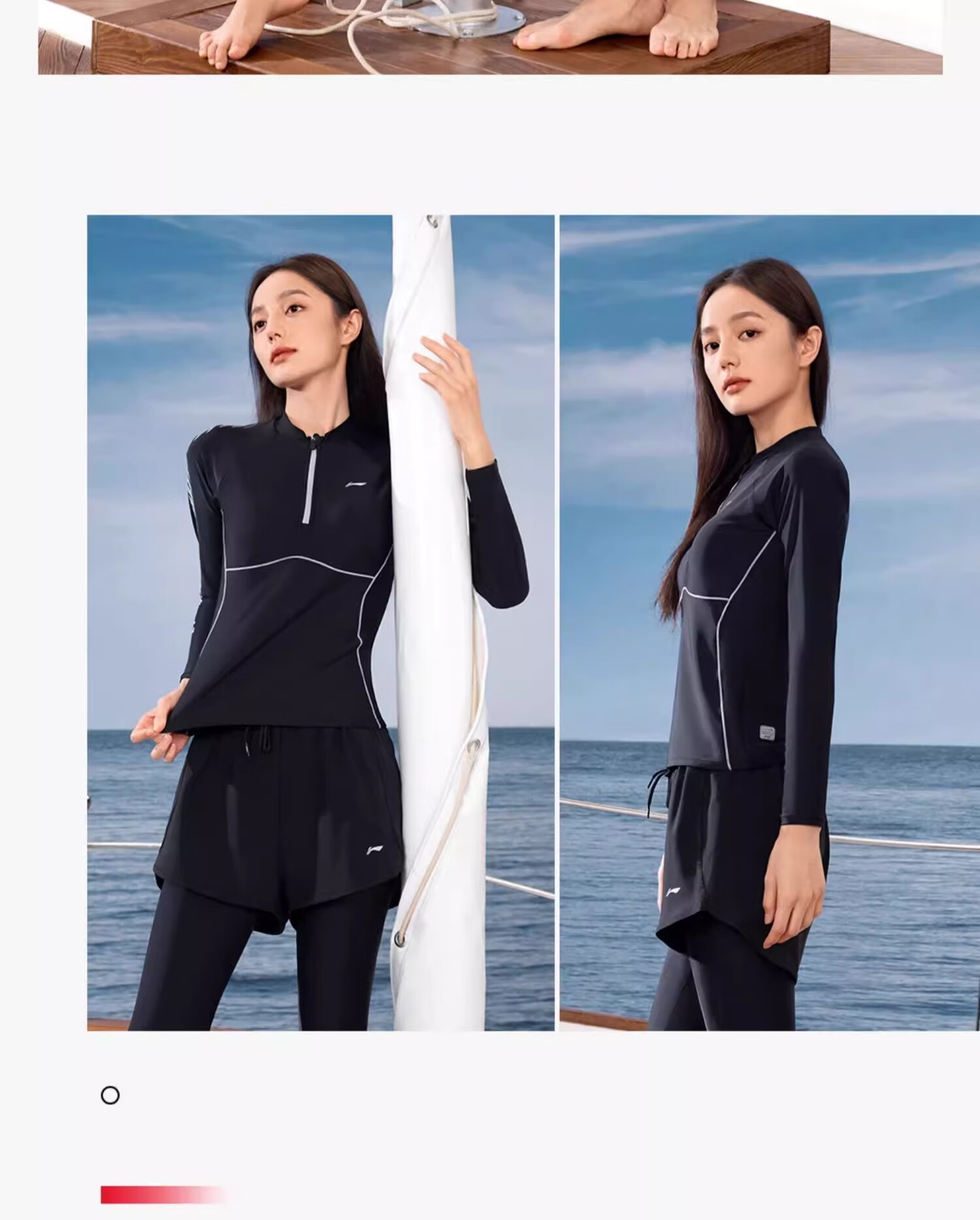 Li-Ning Snorkeling Jellyfish Suit Surfing Gear UV Protection Two-Piece Women's Long Sleeve Long Pants Quick-Dry Plus Size Swimsuit 25