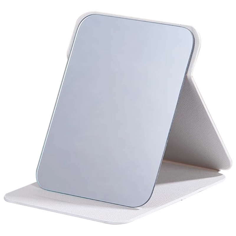 Acacia Rain Folding Dressing Mirror Makeup Mirror Student Dormitory Home Vanity Mirror Travel Portable White Large 20*15cm
