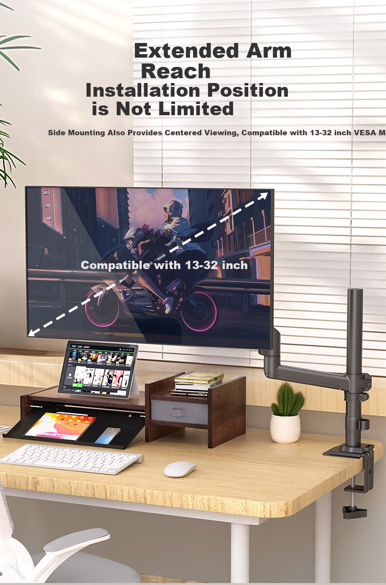 ECOLA Monitor Stand, Arm Column Style, Height Adjustable, Free Floating, Gaming Design, Versatile, Can Be Inverted, Computer Stand, Black 10