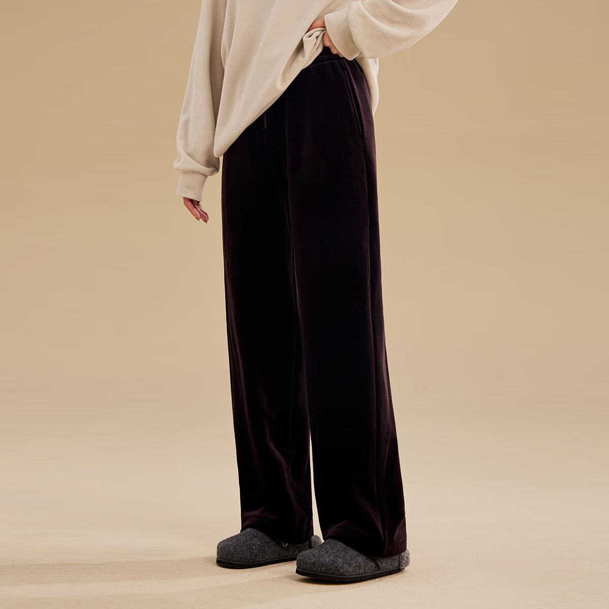 Chenchenma Girls' Casual Pants, Autumn And Winter Style, Double Version, Fleece-Lined, Draping Wide-Leg, Hip-Covering, Slimming, Parent-Child Velvet Pants