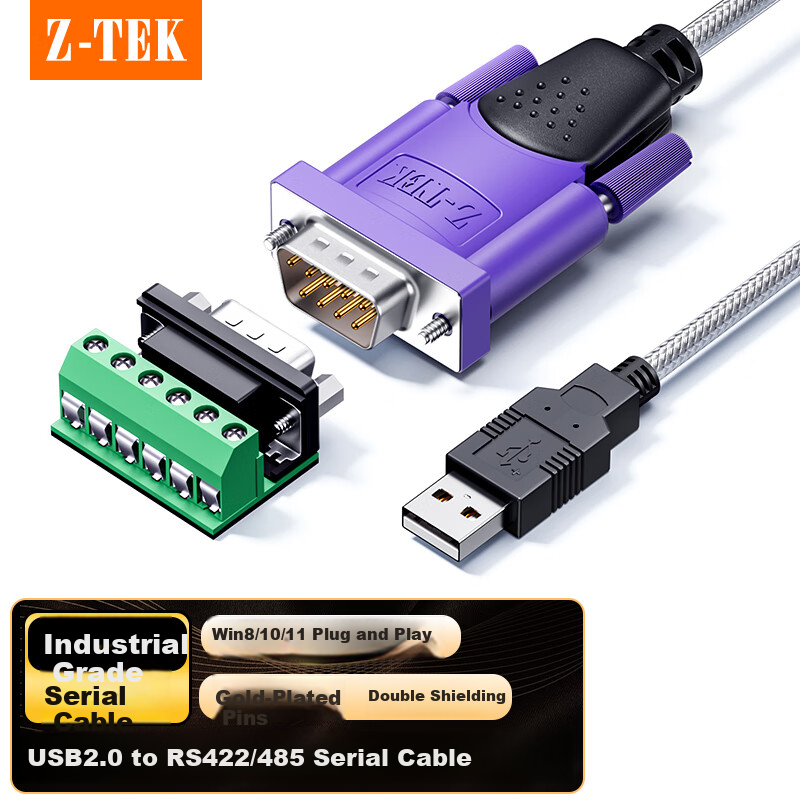 Z-TEK USB to RS485/RS422 Конвертер, адаптер COM-порта, промышленный класс, чип FT232, ZE628-005