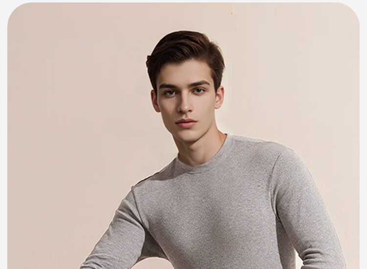 LangSha Men's Autumn Cotton Thin Warm Thermal Underwear Set Mid-Neck Comfortable Antibacterial Cotton Base Layer New Arrival 13