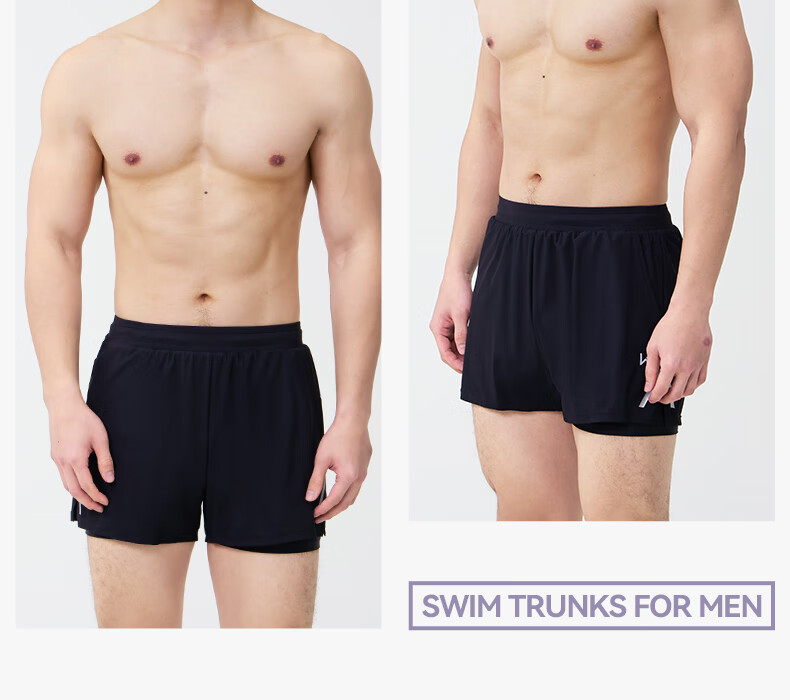 Keep Swimming Trunks for Men, Anti-Embarrassment Double-Layer Sports Running Boxer Briefs, Quick-Drying Hot Spring Swim Shorts, 701 Dark Purple, Size L 6