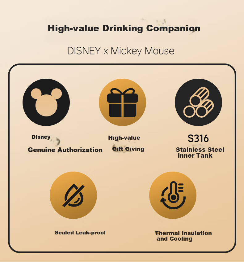 Disney Insulated Mug, Large Capacity Coffee Cup, Portable Travel Cup, 316 Food-Grade Stainless Steel Gift, 500ml 2