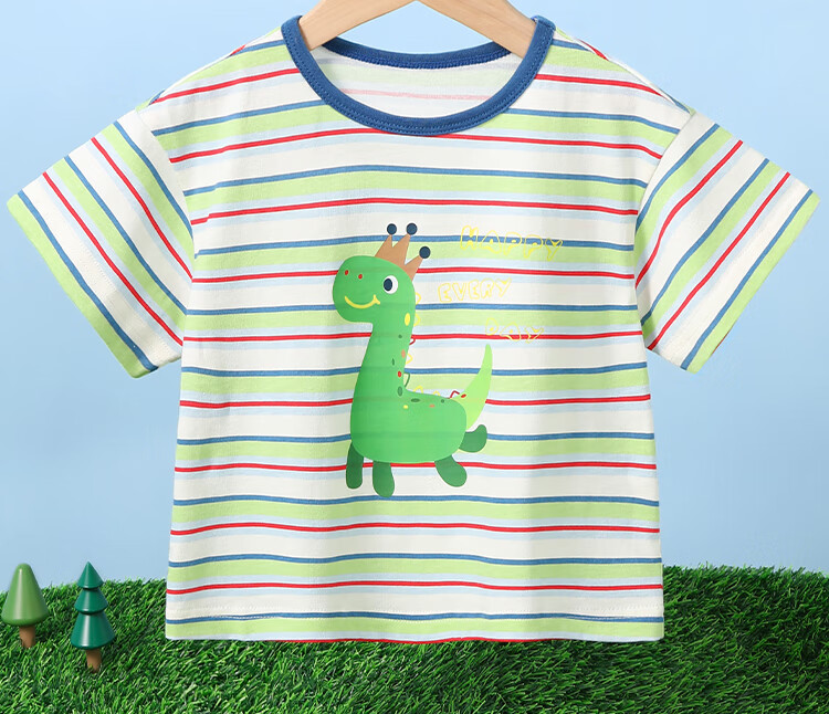 Badibadi Children's Clothing, Kids' Short-Sleeve Summer Raglan Contrast Color Thin Baby T-Shirt, Boys' Casual Breathable Top, Girls' Summer Wear 2