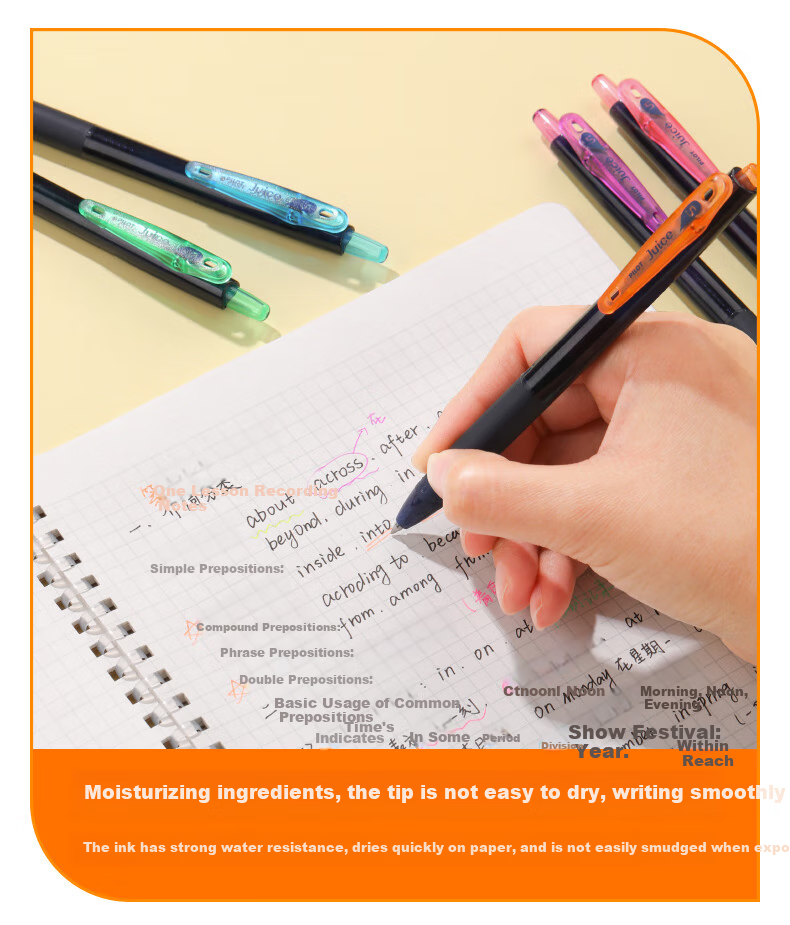 PILOT JUICE Gel Pen, Colorful Retractable Pen, Signature Pen, Water-Based Pen, Student Planner Pen, Stationery Office Supplies, LJU-15 0.5mm, Neon Apricot 4