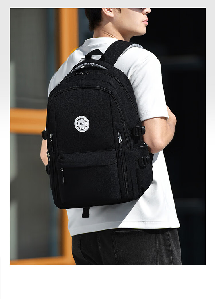 361° Backpack for Men And Women, Large Capacity Commuter Bag, Casual Student Schoolbag, Business Laptop Bag, Lightweight Travel Bag, Black 1