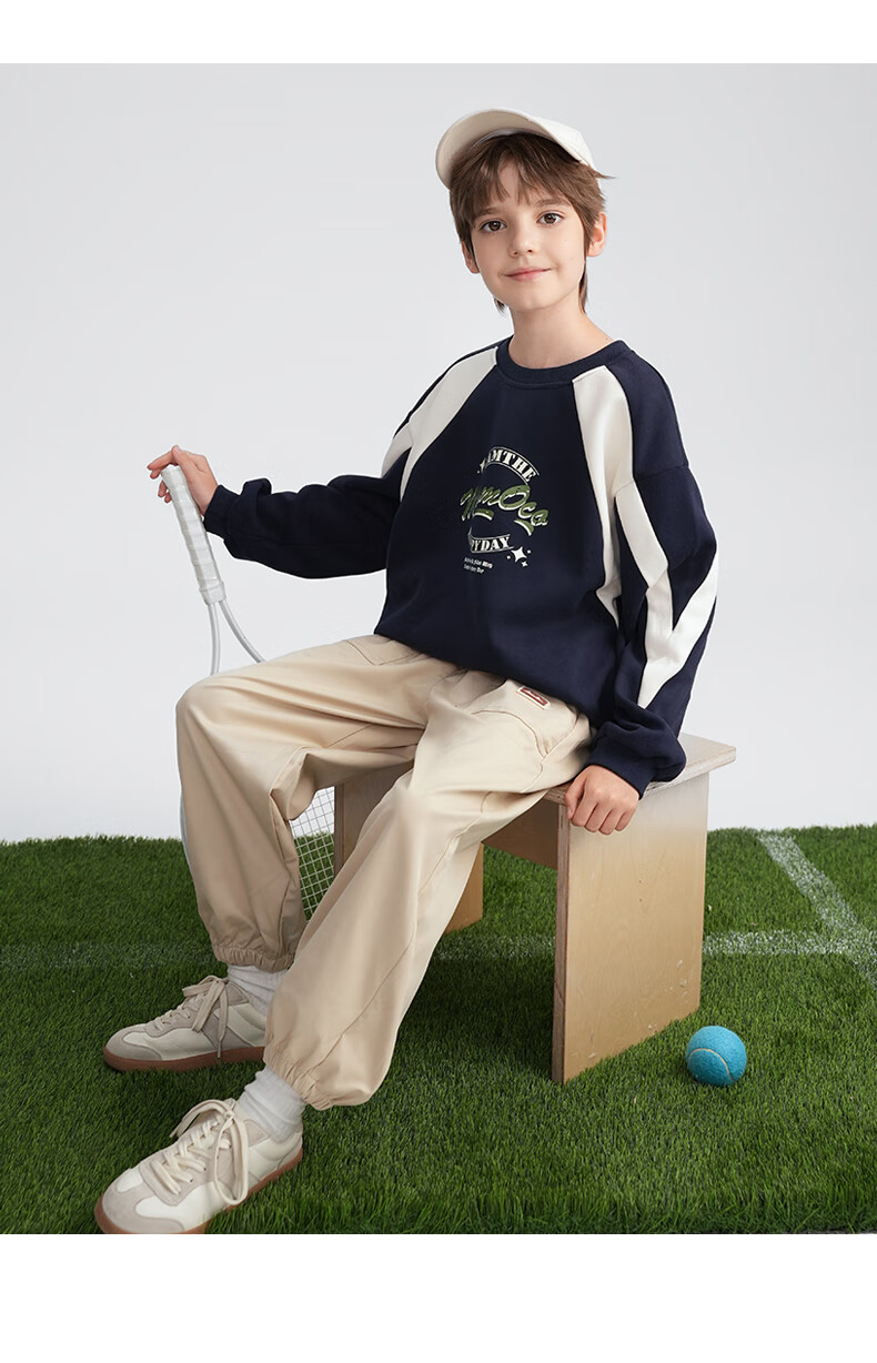 MOMOCO Kids Sweatshirt Autumn Boys Round Neck Stylish Trendy Navy 110 8