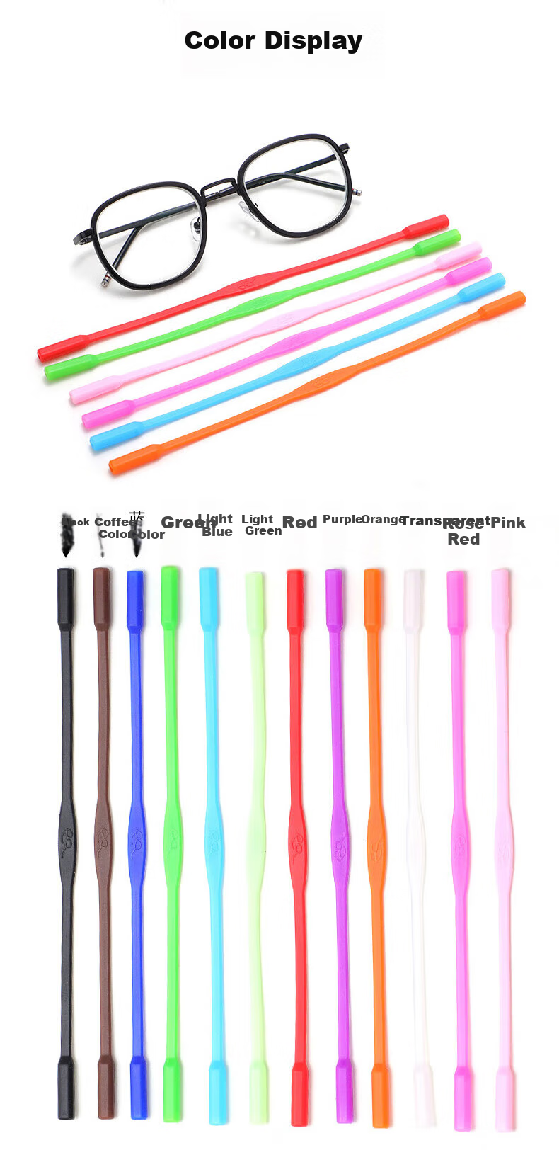HB Silicone Round Head Glasses Strap*10 Pieces, Sports Glasses Fixing Anti-Slip Non-Drop Binding Rope for Children And Adults Eyewear 11