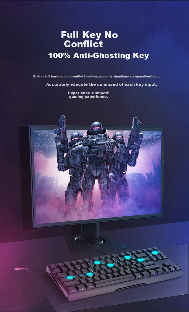 CHERRY MX3.0S TKL Mechanical Keyboard, RGB Lighting Effects, E-Sports Gaming Keyboard, Wired Keyboard, Office Keyboard with 87 Keys, Pink Red Switches 11
