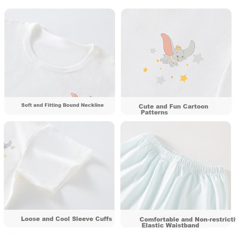 Disney Children's Pajamas, Summer Thin Style, Boys And Girls Short-Sleeve Shorts, Baby Air Conditioning Home Wear, Pure Cotton Set, Size 100