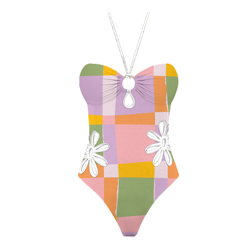 Atlanticbeach 2025 New Popular Beach Vacation Swimsuit for Women, Halter Neck, Sexy, Hollow-Out Design, Elegant One-Piece Swimwear