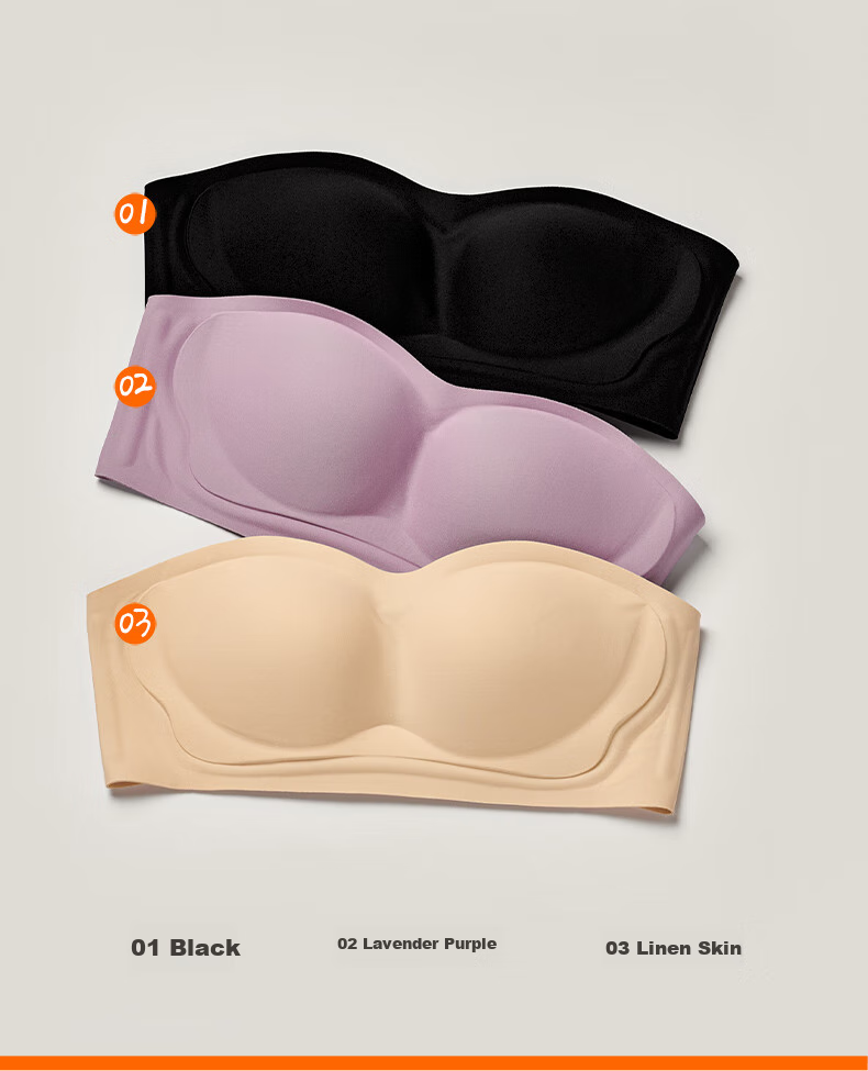 NEIWAI Orange Label Zero-Worry Strapless Anti-Slip Wireless Fixed Cup Bra, Women's Breathable Underwear with Detachable Straps 14