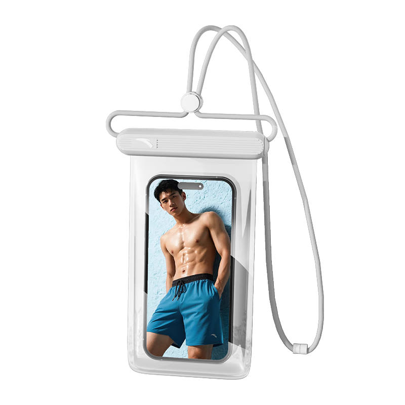 ANTA Waterproof Touchscreen Phone Pouch Swimming Delivery Sealed Bag Drifting Diving Lanyard Neck Strap Phone Case Pearl White