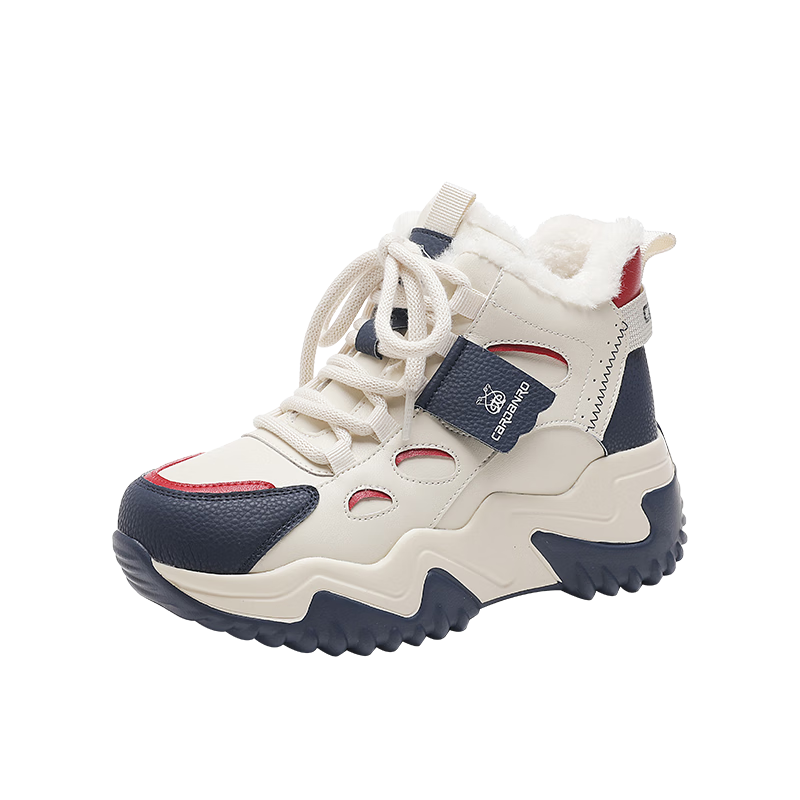 CARDANRO Women's Cotton Shoes 2025 New High-Top Dad Sneakers Autumn Winter Fleece Lined Thick Sole Fashion Soft Sole Sports Shoes