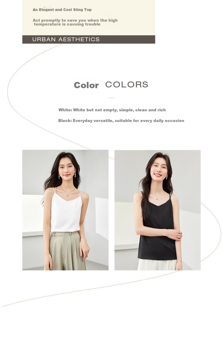 GUJIN Ice Silk Satin Women's Camisole Tank Top Sleeveless Backless Base Layer Versatile Blazer Top Champagne XL 3