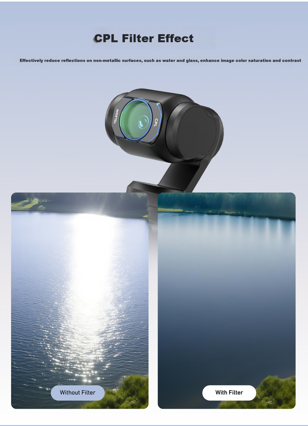 TELESIN Compatible Filter for DJI Pocket 4/3 ND64, Action Camera Filter for Pocket Camera, DJI Accessory, Magnetic Quick-Release Anti-Glare Filter 7