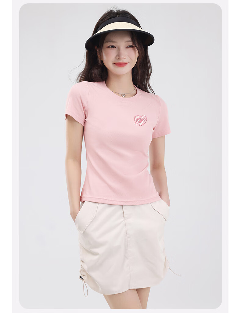 Warrior Women's Slim Fit Short Sleeve T-shirt 2025 Summer Round Neck Tight-fitting Top Fashionable All-match Hot Girl Women's Clothing 7