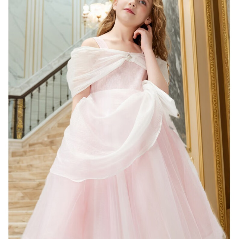 I natural Angel Sleeping Beauty Aurora Princess Dress Girls Pink Fairy Tale Forest Style Birthday Dress 18