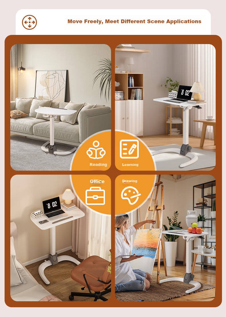 JOYSEEKER Standing Adjustable Height Desk, Foldable Laptop Table, Workstation, Movable Desk, Sofa Table 29