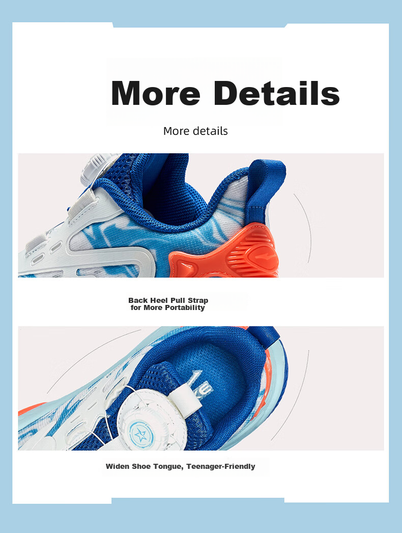 ERKE Children's Shoes, Boys' Training Shoes, Kids' Summer Basketball Shoes with Rotary Buckle, Erke White/ultramarine Blue, Size 36 11
