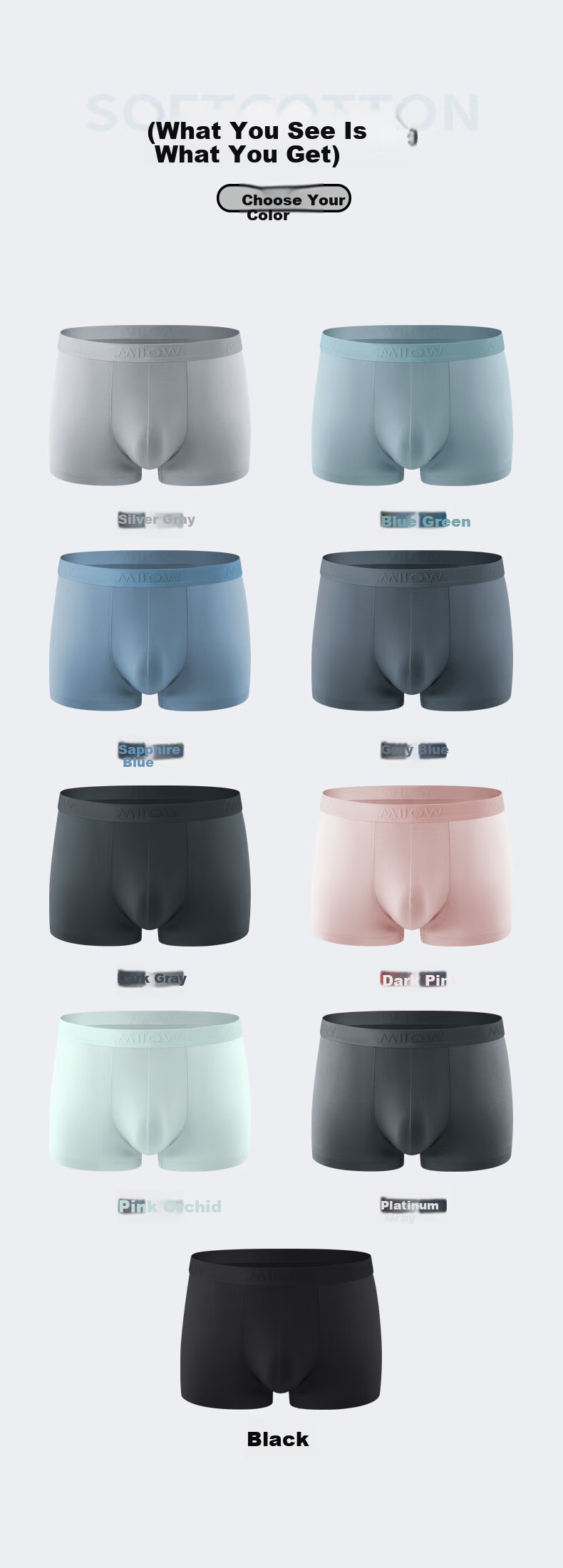 MiiOW Men's Underwear [2025 New Style], 7A Antibacterial Pure Cotton Seamless Breathable Youth Large Size Boxer Briefs 15