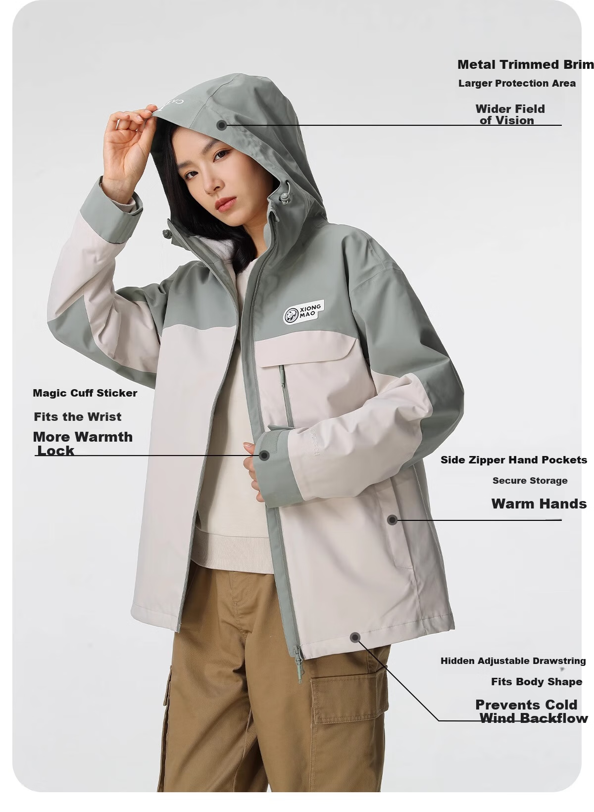 CAMEL [Yang Ying's Style] Panda Windbreaker Jacket for Men And Women, Autumn And Winter Three-In Warm Mountaineering Coat A13CA31147 11