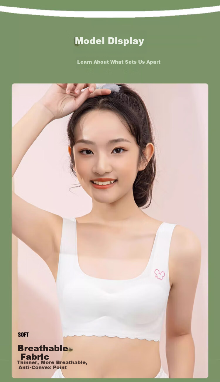 Zaishuo Girls' Underwear for Middle And High School Students, Puberty Stage Two And Three Development, Sports Running Seamless Thin Bra Vest 11