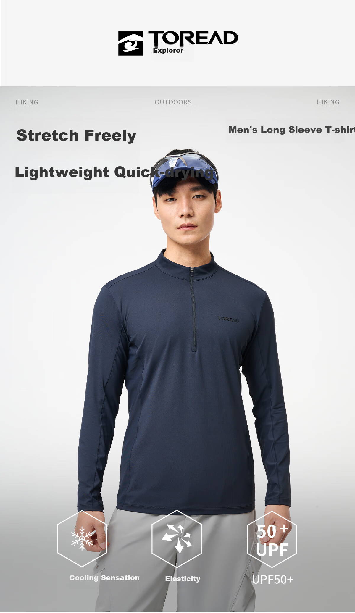 TOREAD Long-Sleeve T-Shirt, Spring And Summer Outdoor Sports Men's Functional Top, Breathable Thin Undershirt, TAJJCN81810 1