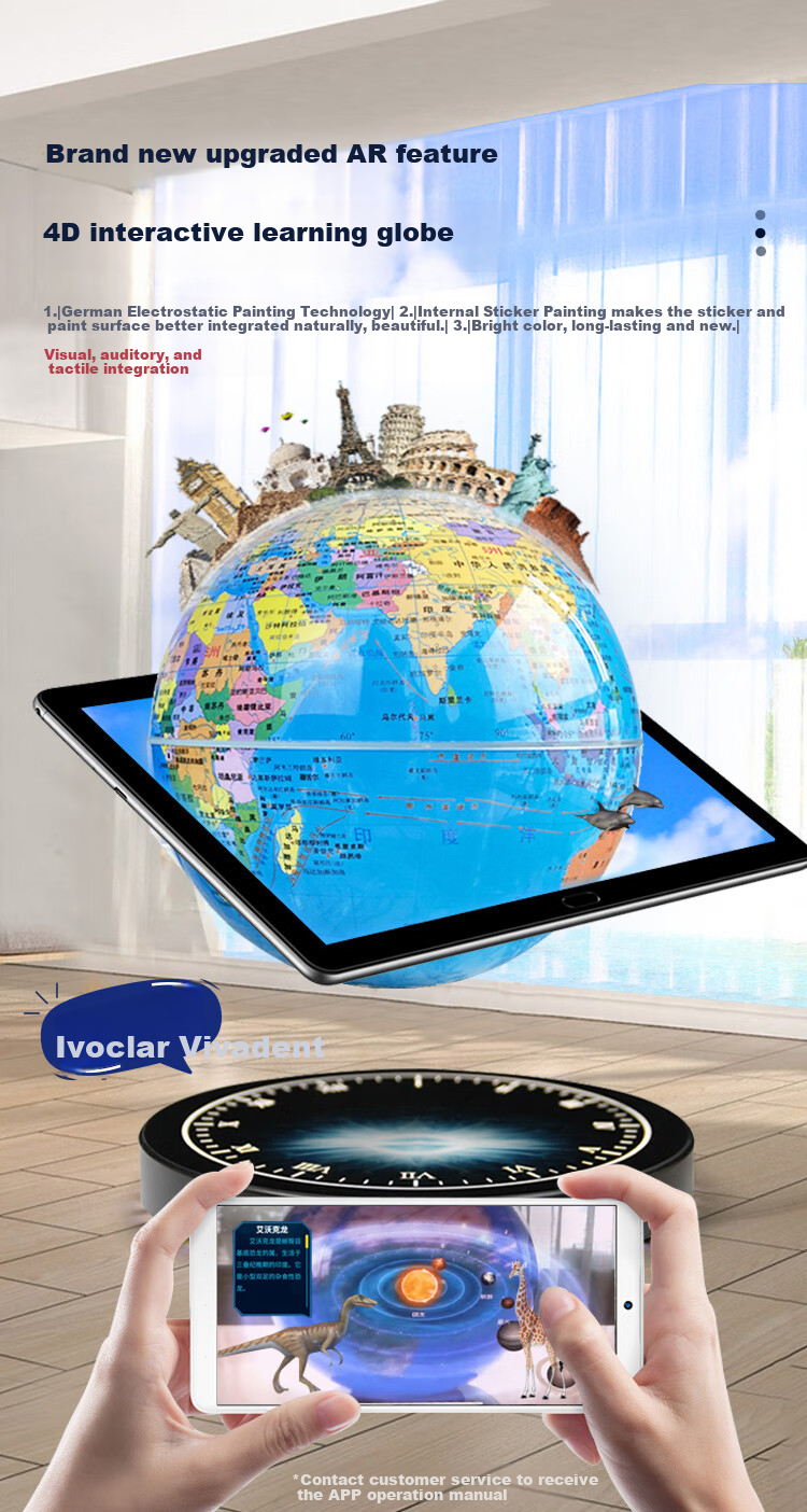 Hengyi Magnetic Levitation Globe, Educational Toy for Boys Aged 8-12, Φ14cm Light Blue Spherical Body with Glow-In Effect, New Year Gift 5