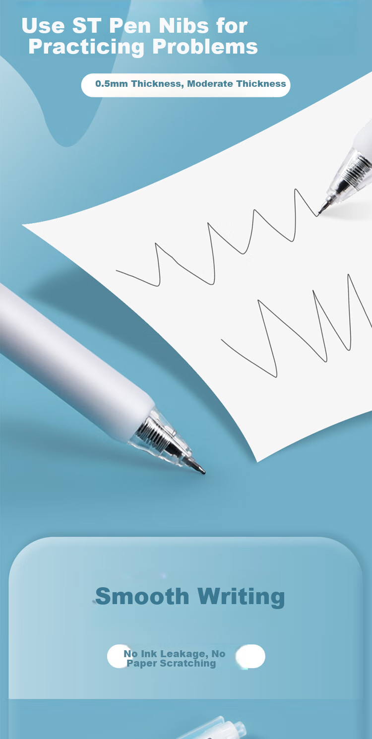 M&G Original Series Quick-Drying Spring Pen, Black ST Tip, Retractable, 0.5mm Office Pen, AGPH7601A, 6 Pcs 2