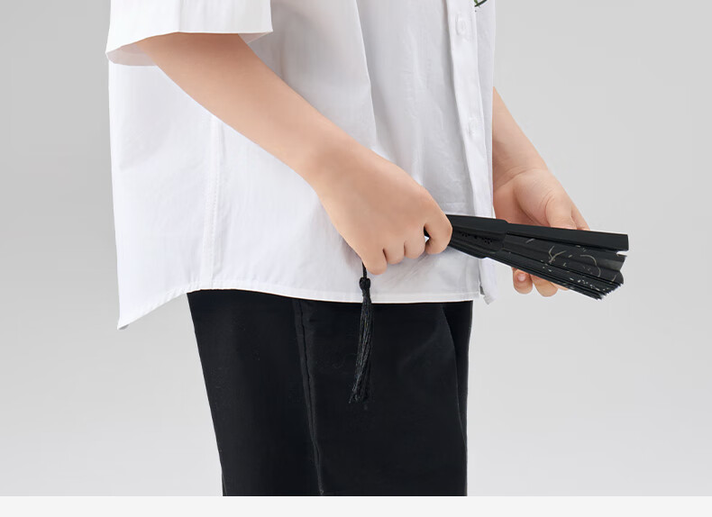 Luomeng Boys' Short-Sleeve Shirt, Chinese-Style Children's New Bamboo Shirt, Boys' Summer Top for Older Kids, White, Size 130 16