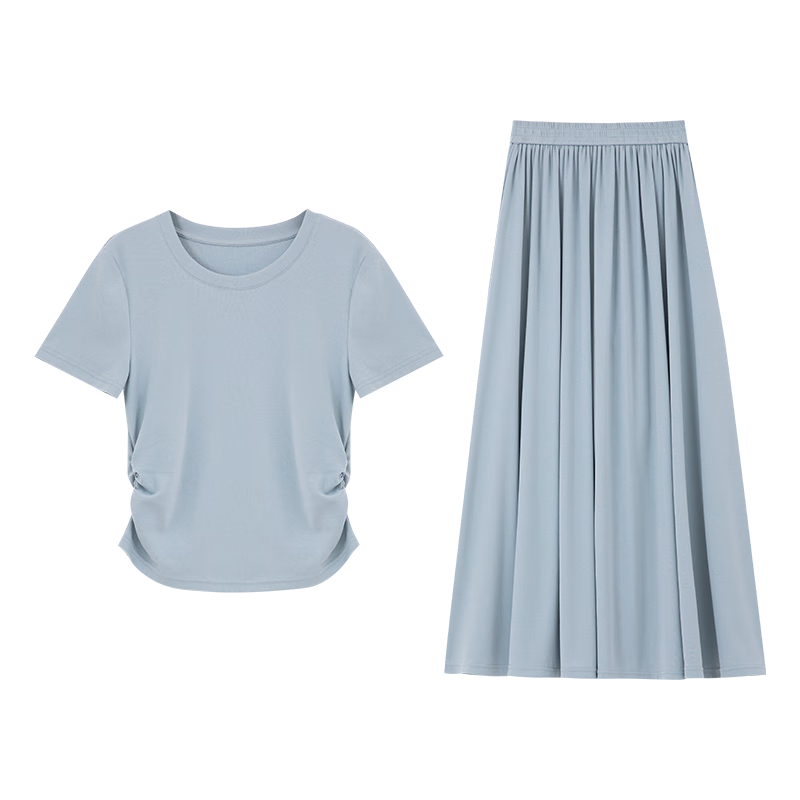 Fansiman Minimalist Design Set Dress for Women 2026 Summer New T-Shirt and Skirt Two-Piece Set XL