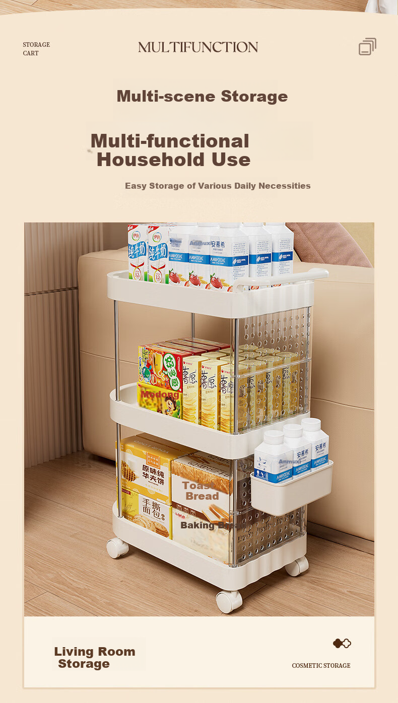 Anerya Movable Desk Organizer, Under-Desk Storage Rack, Small Cart for Students' Books And Bags, Office Bag Storage Shelf 10