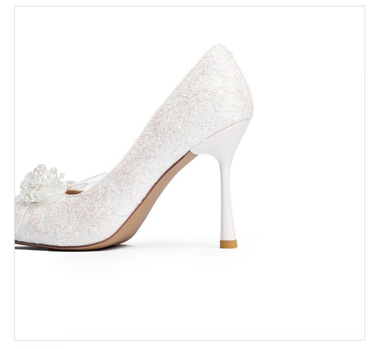 Zhuoshini Women's High Heel Stiletto 2026 New Gorgeous Wedding Shoes Bridal Engagement Two-Wear Silver White Size 35 1