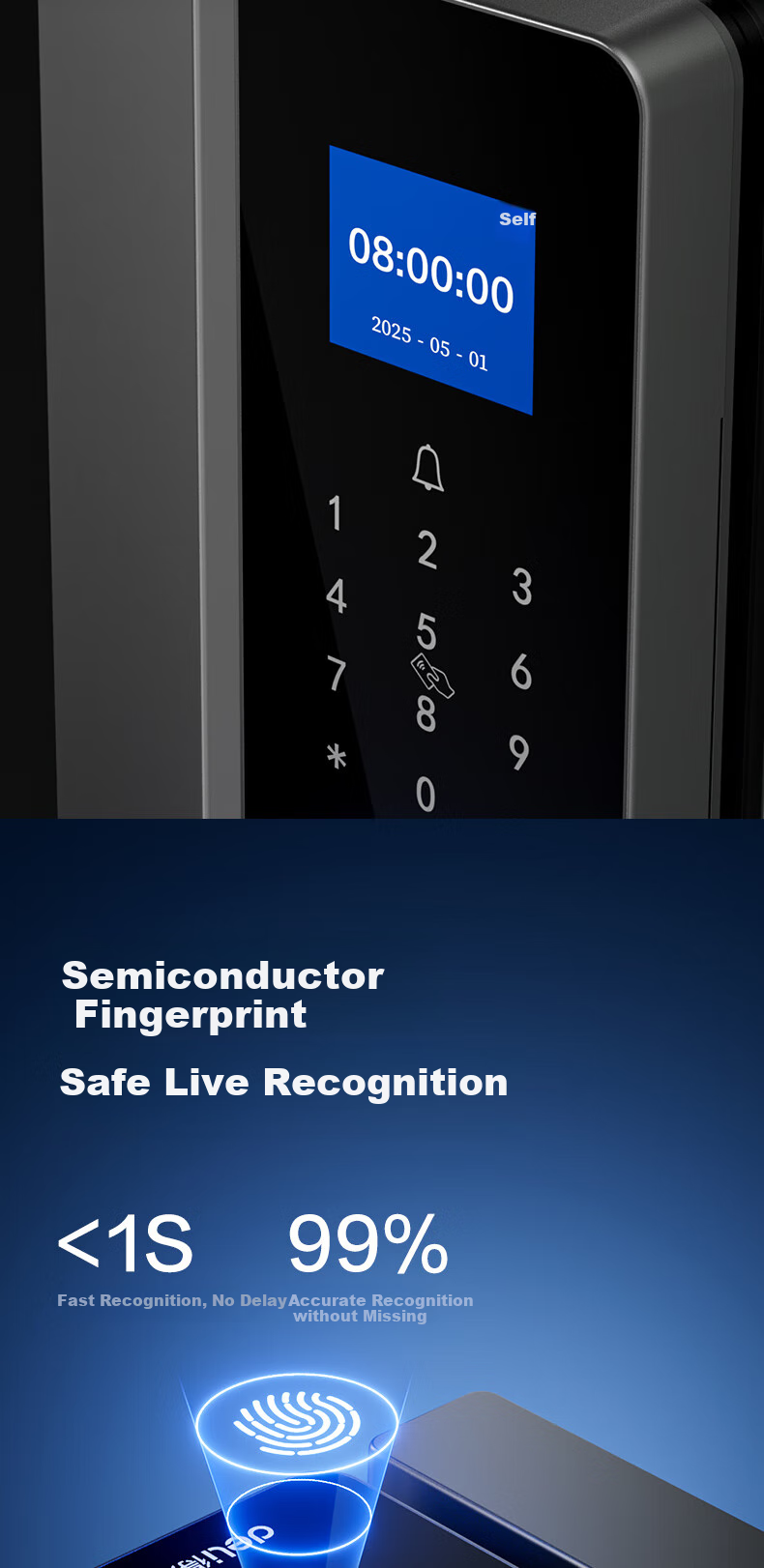 Deli Glass Door Lock Attendance Access Control All-In Smart Lock Fingerprint Password Lock Street-Friendly Rainproof Office Glass Door Anti-Theft Mini Program Management AL126 4